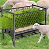 MOGOULUA Grande mulinello da fieno per capre 2 in 1 Hay & Grain Feeder per cavalli Heavy Duty grande capacità pecore Feeding Cart per pecore, pony, alpaca, vitelli, corridore, mangiatoia per stalle