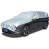 CaiTang Telo Copriauto Impermeabile Esterno, Mezza Copertura per Auto con Strisce Riflettenti e Corde Antivento, Mezzo Telo Auto Resistente a Polvere, Graffi, Anti UV, Universal (SUV)