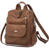 YALIZHNA Zaino da donna in PU, borsa a tracolla, impermeabile, anti-furto, zaino da viaggio, borsa da donna, marrone, 30x17x29cm