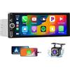 PASLDA Autoradio 1 DIN con Schermo CarPlay & Android Auto - 6.9 Pollici Touchscreen Radio Auto con Schermo, Stereo Auto Bluetooth Supporta Mirror Link/FM Radio/USB/EQ con Telecamera Posteriore