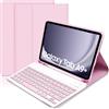 KTOITION Custodia con Tastiera per Samsung Galaxy Tab A9+ 11 Pollici 2023 - Tastiera Bluetooth Rimovibile Layout Italiano QWERTY, Copertura PU Antimacchia con Supporto S Pen- Modelli SM-X210/X216/X218 (Rosa)