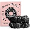 GOLDEN STAR BEAUTY - Fascia per capelli in seta di gelso, Silk Scrunchie, fascia per capelli per dormire, scrunchies senza rottura dei capelli, confezione da 2 (nero)