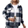 CCOOfhhc Giacca in flanella da donna a quadri, oversize, per autunno e taglialegna, a quadri, in flanella, a maniche lunghe, in flanella, a maniche lunghe, con cappuccio, Blu marino, M
