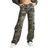 Symina Pantaloni cargo da donna a vita alta, mimetici, militari, elasticizzati, con tasche, Pd08264-verde, M