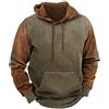LZRYYBZ Felpe con Cappuccio da Uomo Western Country Felpe con Coulisse a Maniche Lunghe Felpe con Cappuccio Pullover a Blocchi di Colore retrò con Tasca