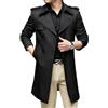 Vagbalena Trench Doppiopetto da Uomo al Ginocchio Trench Casual Slim Trench Casual Oversize Trench Cappotto Lungo con Risvolto Cappotto con Spacco e Cravatta Lungo (Black,M)