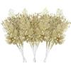 UXORSN 28 Pezzi Ornamenti per Albero di Natale Plettri di Fiori Bacche Artificiali Glitterati Addobbi Albero di Natale Ramoscelli di Natale per Decorazione Dell'albero di Natale Vaso Regalo,Golden