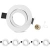 GeyouLux 6x Faretto Incasso Cartongesso GU10 Orientabili Alluminio Bianco, Cornice Faretti led da incasso per cartongesso Rotondo Portafaretto incl. Portalampada GU10 per LED e Alogeno, Foro ø75mm