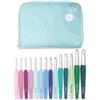 KnitPro Waves - Set di 14 uncinetti Grande, misure da 2 a 12 mm, manici ergonomici morbidi, impugnatura in gomma morbida per mani artritiche, ferri da uncinetto leggeri e comodi per lavorare a maglia
