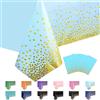 MORAINJAY 4 pz Azzurro Tovaglia a Pois in Oro,Antimacchia Impermeabile Feste Tovaglia in Plastica,137x274cm Rettangolare Tovaglia per Natalizia Party,Interni Esterni Giardino Ristorante Decor