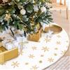 XiXiRan Copri Base Albero Natale, XiXiRan Gonna Albero di Natale 90 cm, Bianco Nevoso in Peluche, Tappeto Albero di Natalizie (Fiocchi di neve dorati, 90cm)