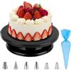 XCRPRT Piatto Girevole per Torte 27 cm in Lega di Alluminio con Beccucci - Nero