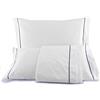 Manifattura Tessile Lenzuola Cotone Egiziano Bianco con Bacchetta Ricamata - Blu, 160x200 Matrimoniale Small