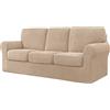 SHUOJIA Copridivano Con Schienali Separati E Cuscini Seduta, Copridivano Antiscivolo Con Fascia Elastica, Proteggi Mobili Jacquard Elasticizzato (3 Seater(185-234cm),Beige)