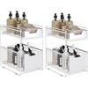 HUOLE Organizzatore da cucina a 2 livelli, per riporre sotto il lavandino scorrevole, supporto per armadio scorrevole, 37,4 x 26,5 x 44 cm, 2 pezzi