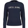 GUESS MAGLIONE GIROCOLLO COTONE LOGO INTARSIO DONNA
