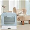 Willonin Cassetto per lettiera chiuso, Casa del WC, vassoio rimovibile, pala, per gatti grandi, capacità di carico 15 kg, anti-traccia, anti-perdite, XXL-51×41×38 cm (blu)