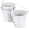 PATIKIL 2x2 Piccolo Metallo Secchio 3pz Colorato Secchi Carini Caramelle Secchielli Decorativi con Maniglie per Artigianato Feste Bomboniere Bianco