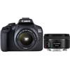 Canon EOS 2000D + EF-S 18-55 IS II + EF 50mm 1/2" Corpo della fotocamera SLR 24,1 MP CMOS 6000 x 4000 Pixel Nero