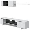 Dmora - Parete attrezzata Hartford, Mobile da soggiorno porta TV, Composizione set salotto, Set salotto con pensile, 200x41h46 cm, Bianco lucido
