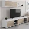 Dmora Parete Attrezzata 41x200x43h cm Bianco 4 Ripiani Apertura Battente, 6 Ante