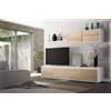 Dmora - Parete attrezzata Savannah, Mobile da soggiorno porta TV, Composizione set salotto, Set salotto con pensile, 200x41h43 cm, Bianco e Rovere