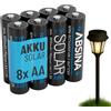 ABSINA 8x Batterie solari AA ricaricabili 800mAh 1.2V NiMH - Batterie per solare - Batterie ricaricabili AA a bassa autoscarica - Batteria solare, batteria per lampada, pile ricaricabili