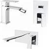 Parama Set miscelatori: lavabo ad incasso bidet senza scarico e incasso doccia c/deviatore cromato | Ingrid