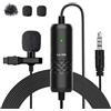 Moman Lavalier Microfono, microfono Lav-S6E Lapel con clip omnidirectional condensatore mini clip microfono con cavo per fotocamera DSLR, cellulare, laptop, PC, intervista, videoconferenza,