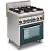 Allforfood Cucina a gas 4 fuochi con forno elettrico multifunzione allforfood cf4/8gem linea elle