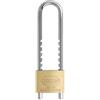 Amig - Lucchetto di sicurezza | Arco extra lungo | Regolabile: da 63 a 150 mm | Larghezza: 50 mm | Corpo in Ottone e Arco in Acciaio trattato | Doppia chiusura | Include 2 chiavi