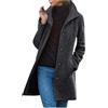 Generico Cappotto Donna Lungo Elegante Cappotti Lana Autunnale e Invernale Cappottino in Lana Caldo Giacca Trench Coat Media Lunghezza Giacca Donna Casual Jacket Cardigan con Tasche