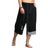 Bewellan Kimono Giapponese Pantaloni Tradizionali Uomo Abbigliamento Asiatico Da Bagno Stile Giappone Casual Sciolto Maschio Yukata Lino Corti Nero 2XL Peso 75-85KG