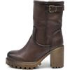 IF FASHION Stivaletti Tronchetti da Donna In Pelle Sintetica Con Tacco Grosso WZ688-96 brown N.37