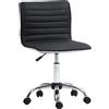 HOMCOM Sedia da Ufficio Ergonomica in Pelle PU Senza Braccioli con Altezza Regolabile, Seduta Girevole e Ruote, Nero|Aosom
