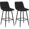 HOMCOM Set 2 Sgabelli da Cucina Stile Nordico in Tessuto Effetto Velluto e Metallo, 45x47x84 cm, Nero