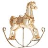 TIMSTOR Cavallo a Dondolo Piccolo 21x18cm Crema Oro Poliresina Decorazione Natalizia