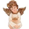TIMSTOR Angelo Seduto con Candela con LED 19,5cm Bianco e Oro Decorazione Natalizia