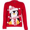NOROZE Xams, Pullover Pullover per Bambina, Unisex, Motivo: Babbo Natale, Pupazzo di Neve, Renna, Manchot (Pinguino Rosso, 11-12 Anni)
