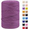 LEREATI Cordino per Borse Uncinetto, Corda Macrame 3mm x 170m Corda in Poliestere Filo Macrame, Macramè Filo Cordoncino per Borse a Uncinetto, Fai Da Te, Regalo per Maglieria (Rosa Gomma)