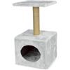 LEO PET Tiragraffi Giglio Leopet con Colonna in Sisal - Grigio Chiaro - 30x30x55 cm