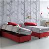 Talamo Italia Letto Singolo Diana, Letto Contenitore con Rivestimento in Tessuto, 100% Made in Italy, Apertura Laterale, con Materasso Cm 80x190 Incluso, Rosso