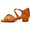 JUODVMP Scarpe Danza Latino Americano Bambina Donna Marrone Salsa Pratica da Ballo Tacco 3.5cm Modello 202, 38.5 EU