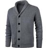 KTWOLEN Maglione Cardigan da Uomo con Collo a Scialle Invernale Maglione Felpa di Cotone Giacca in Maglia a Manica Lunga Cardigans con Bottoni e Tasche, Carbone, XXL