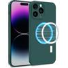 MyGadget Cover [ MagSafe ] per Apple iPhone 14 Pro Max - Custodia in Silicone Morbido a Doppio Strato - Case con Protezione Fotocamera & Fodera Interna - Verde Oliva