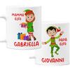 bubbleshirt Coppia Tazze Natale natalizie PERSONALIZZABILI CON NOME Papà Elfo Mamma Elfo Idea Regalo Mug in ceramica 11 Oz