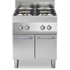 Cucina a gas 4 fuochi su vano con 2 porte a battente 70x70x85 cm