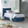 Talamo Italia Dmora Letto Singolo Daisy 110x215 cm blu Materasso Incluso Sfoderabile, Contenitore Made in Italy
