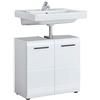 trendteam smart living - Mobile sottolavabo Skin Gloss per bagno, 60 x 56 x 31 cm, bianco con finitura ad alta lucentezza, con intaglio per sifone