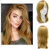 UILYNIU Lungo Parrucche Bionda con Frangia per le Donne, 18 Pollic Lungo Donna Parrucche Shoulder Lunghezza Sintetici Capelli Lisci Parrucche per Uso Quotidiano Cosplay Costumi Parrucche (Bionda)